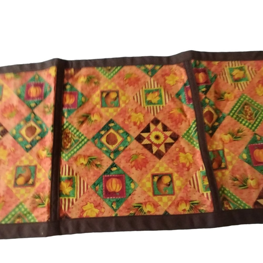 Handmade Table Runner Fall Autumn Harvest Rectangular 12 x 40 Inches - Picture 3 of 5